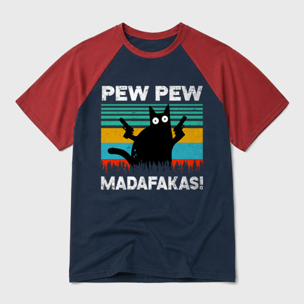 Pew Pew Madafakas Geek Retro Raglan T-Shirt