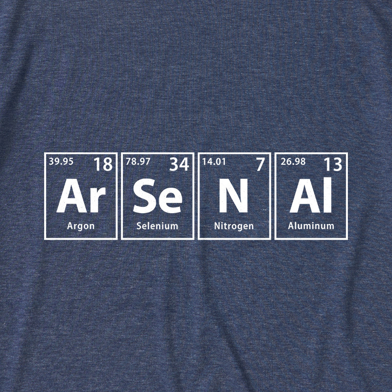 Arsenal (Ar-Se-N-Al) Periodic Elements Spelling Ultra Soft Heather Tees