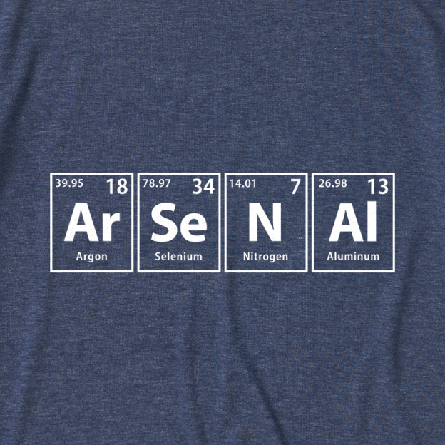 Arsenal (Ar-Se-N-Al) Periodic Elements Spelling Ultra Soft Heather Tees