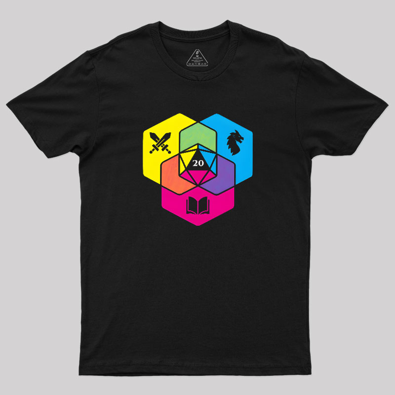 RPG CMYK Dice Venn Diagram Geek T-Shirt