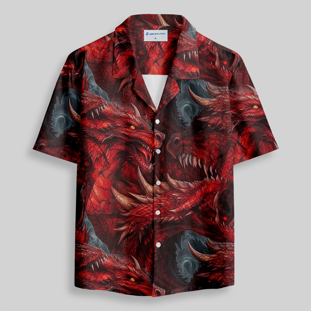 DND Domineering Dragon Button Up Pocket Shirt