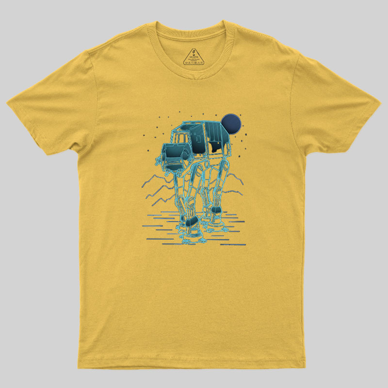 Neon Line-Art Armored Walker Geek T-Shirt