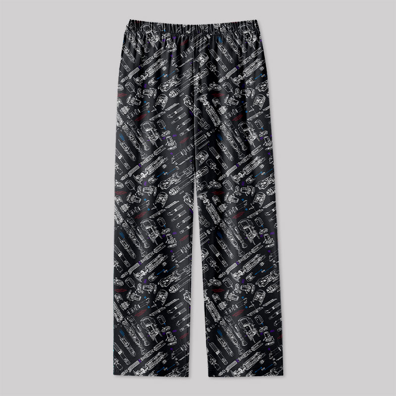 Space War Weapons Black Geek Loungewear Pants