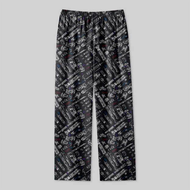 Space War Weapons Black Geek Loungewear Pants