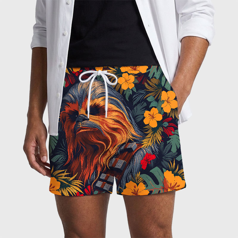 Chewie Flowers and Trees From Geek Hawaiian Swim Trunks