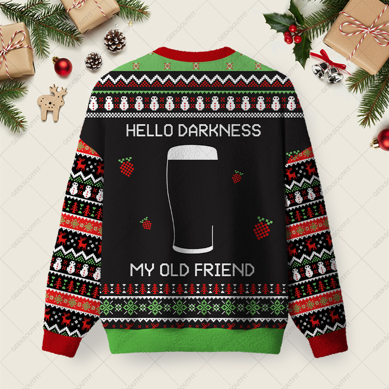Hello Darkness My Old Friend Black Ugly Christmas Fuzzy Fleece Sweatshirt