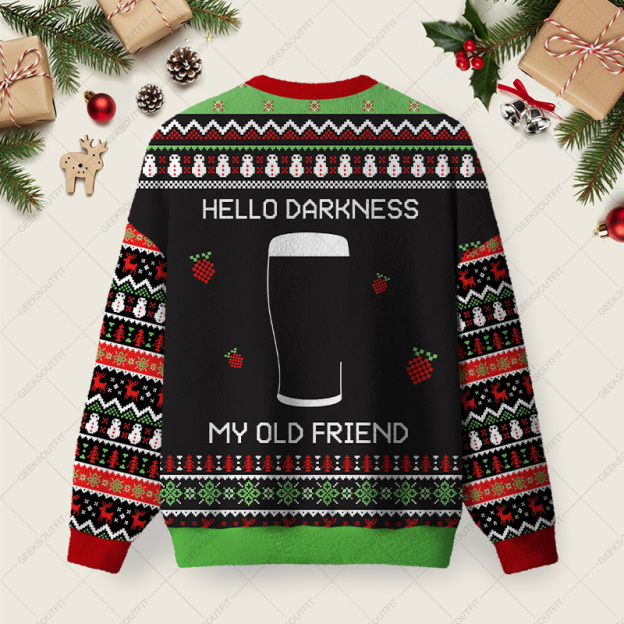 Hello Darkness My Old Friend Black Ugly Christmas Fuzzy Fleece Sweatshirt