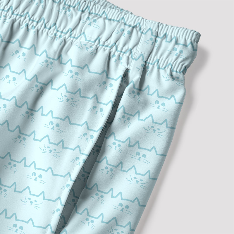 Cat Face Melody Geek Hawaiian Swim Trunks