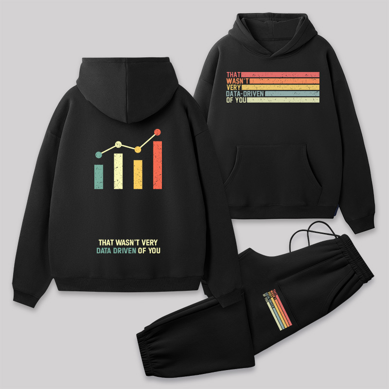 Data-Driven Front and Back Printed Geek Fleece Hoodie Set
