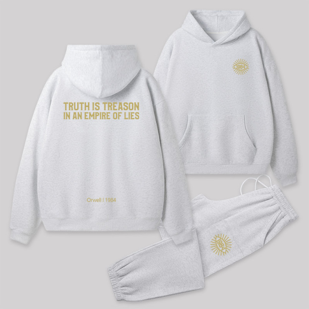 1984 Orwell Front and Back Printed Geek Fleece Hoodie Set
