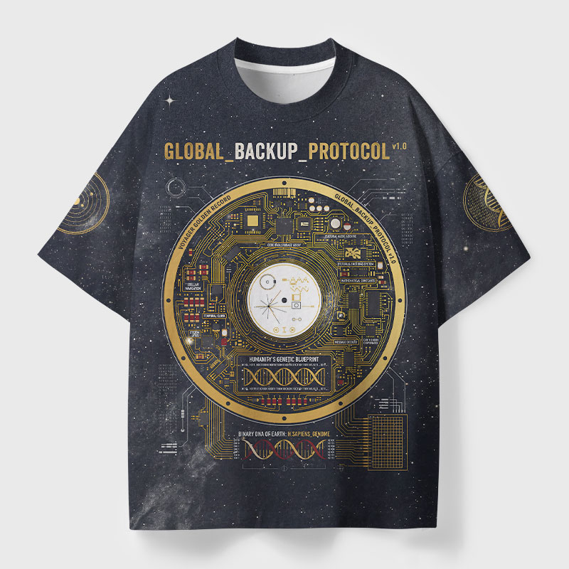 Global Backup Protocol Geek Eco Oversized Graphic Tees