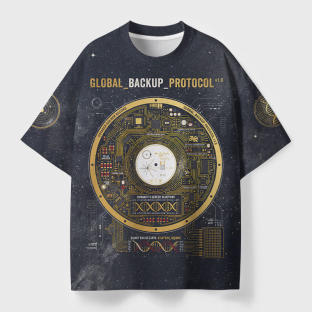 Global Backup Protocol Geek Eco Oversized Graphic Tees