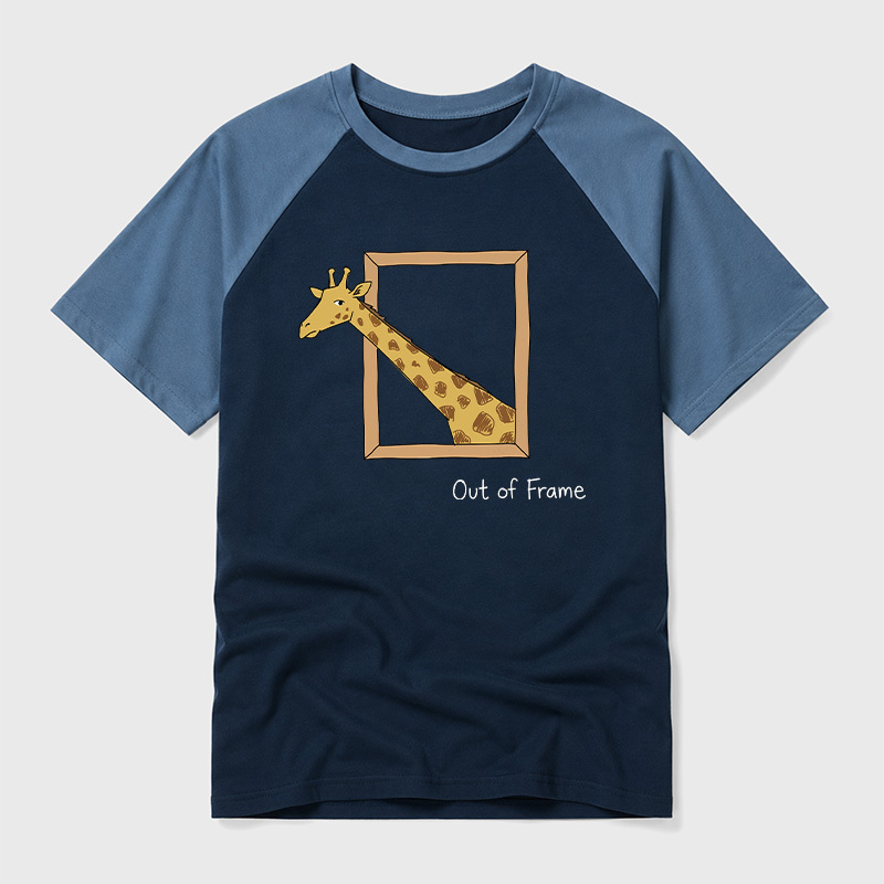 Out of Frame Long Neck Giraffe Geek Retro Raglan T-Shirt