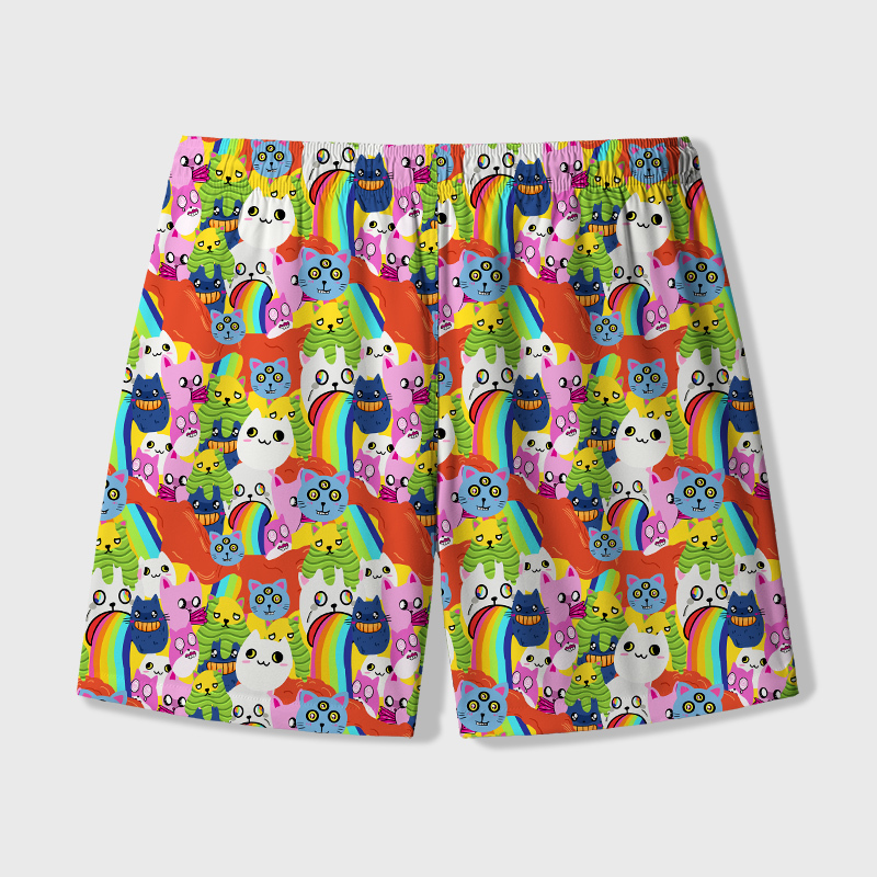 Exploding Cat Geek Hawaiian Swim Trunks