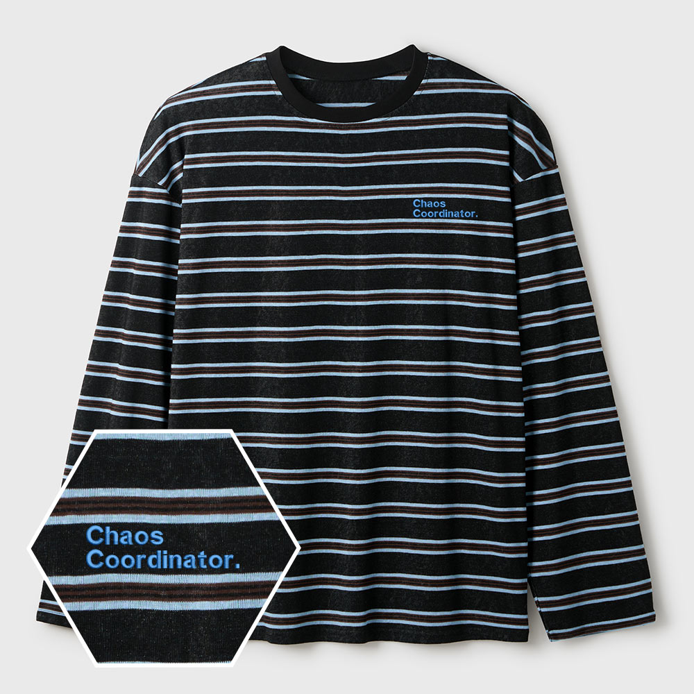 Chaos Coordinator Lycra Striped Embroidered Long-Sleeve Shirts