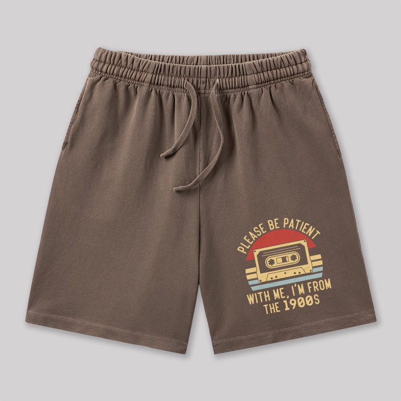 Please Be Patient with Me Im from the 1900s Geeky Washed Shorts