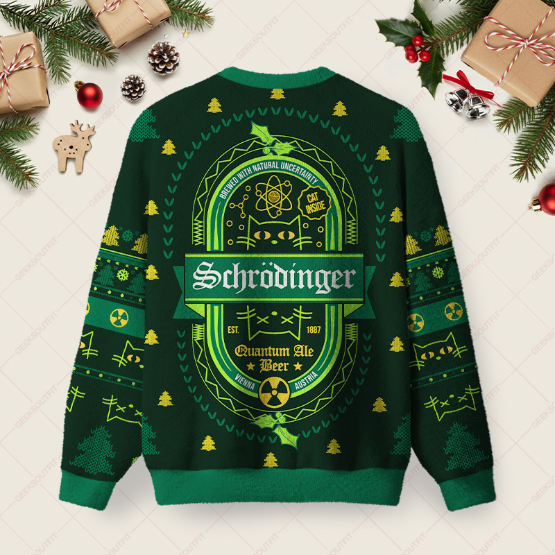 Quantum Holiday Cheer Ugly Christmas Fuzzy Fleece Sweatshirt