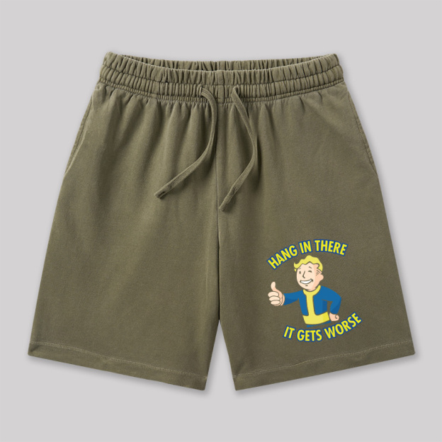 Hang In There It Gets Worse Geeky Washed Shorts
