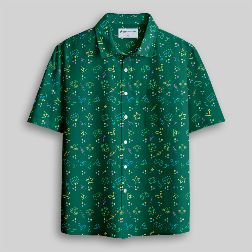 Game Icon Vintage Button Up Pocket Shirt