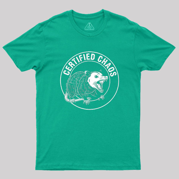 Certified Chaos Possum Emblem Geek T-Shirt