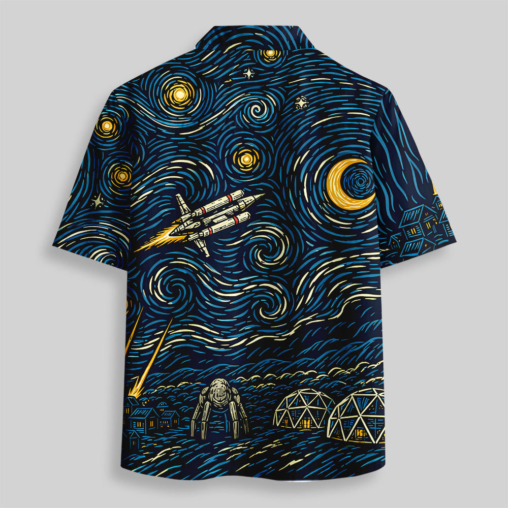 Starry Night Savior Galactic Mission Button Up Pocket Shirt