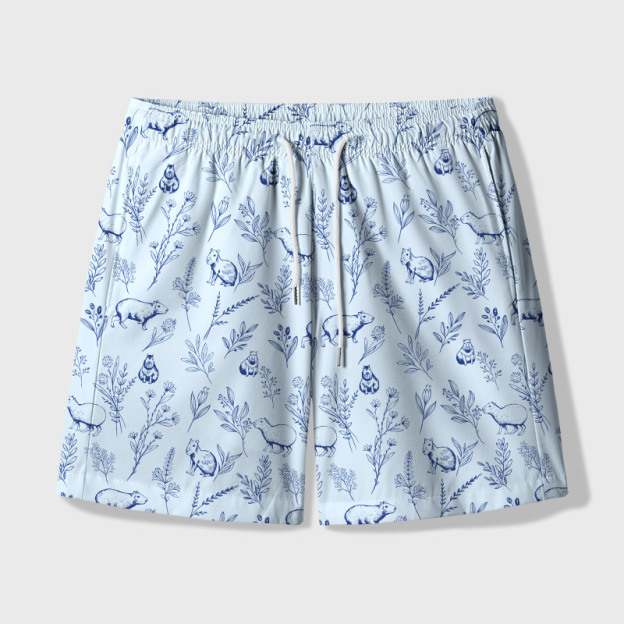 Capybara Geek Hawaiian Swim Trunks