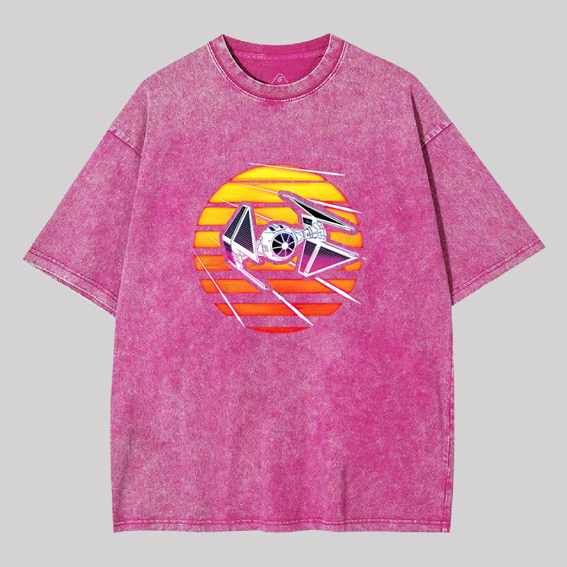 Synthwave TIE Interceptor Geek Washed T-shirt