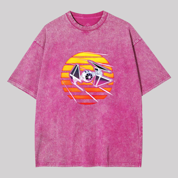 Synthwave TIE Interceptor Geek Washed T-shirt