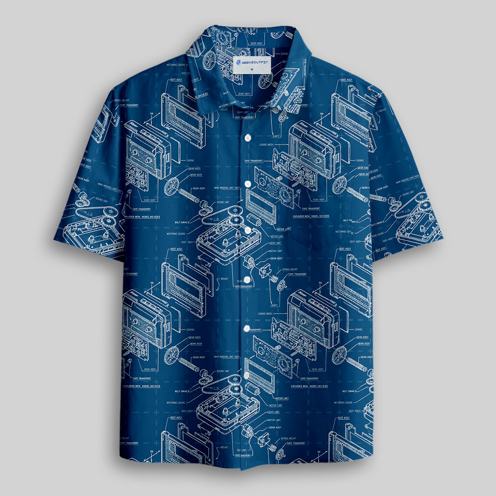 Cassette Blueprint Button Up Pocket Shirt