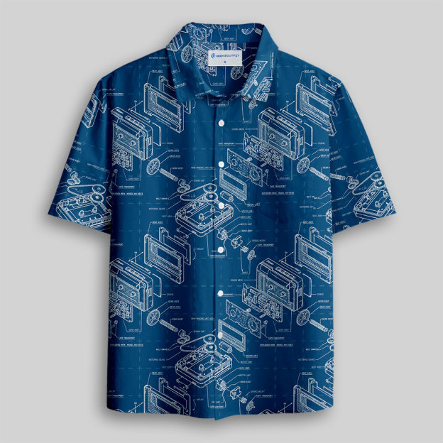 Cassette Blueprint Button Up Pocket Shirt