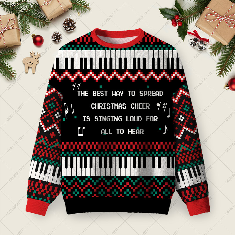 Geeksoutfit The Best Way To Spread Christmas Cheer Ugly Christmas Fuzzy Fleece Sweatshirt for Sale