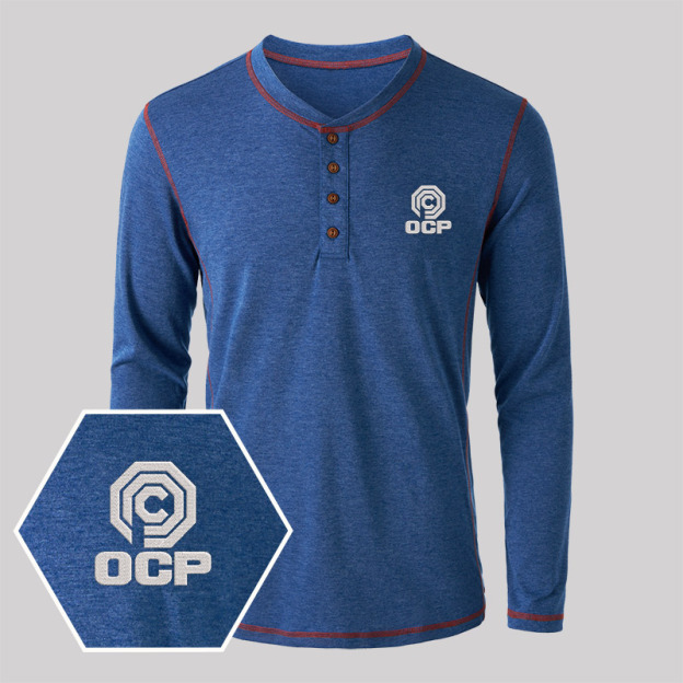 OCP Embroidered Long Sleeve Henley Shirts