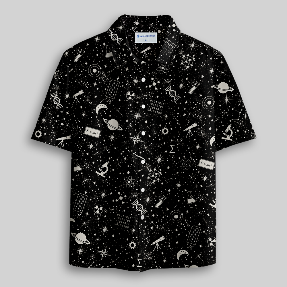 Scientific Cosmos Line Drawing Button Up Pocket Shirt