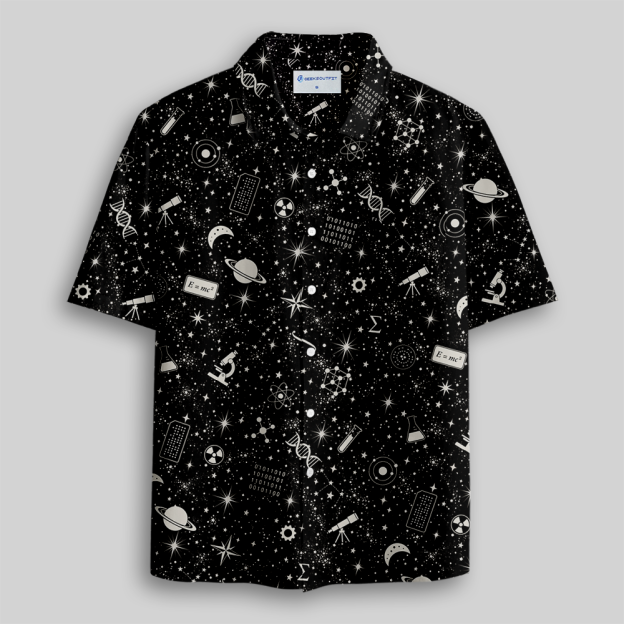 Scientific Cosmos Line Drawing Button Up Pocket Shirt