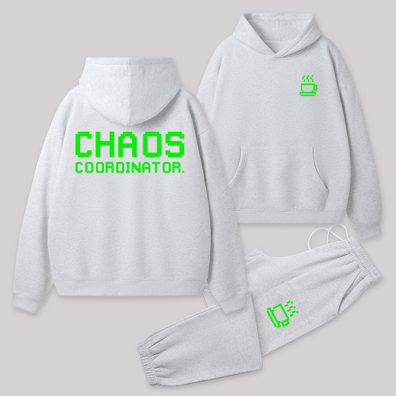 Chaos Front and Back Printed Geek Fleece Hoodie Set