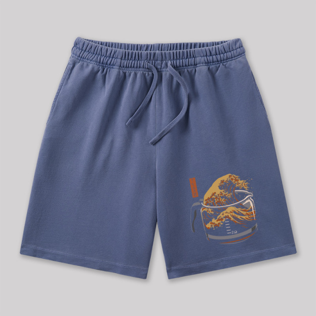 The Great Wave of Coffee Geeky Washed Shorts