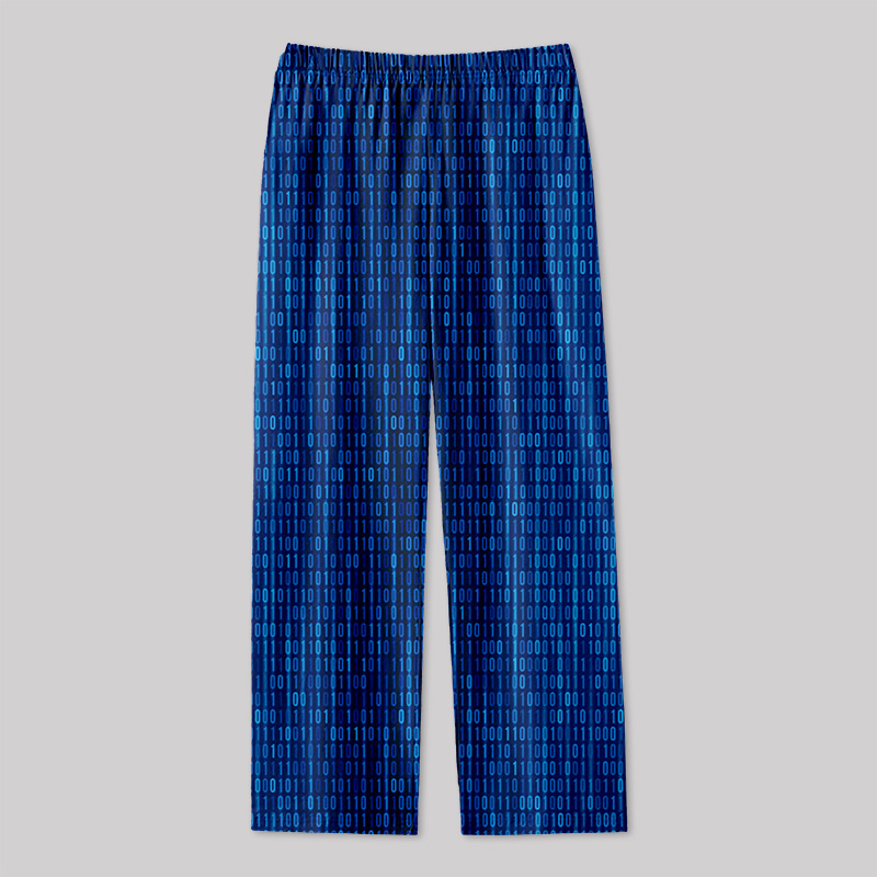 Binary Computer 1s and 0s Blue Geek Loungewear Pants