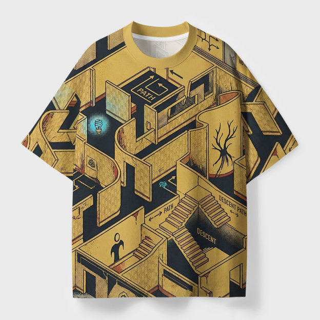 System Maze Geek Eco Oversized Graphic Tees