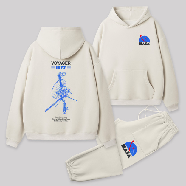 VOYAGER 1977 Front and Back Printed Geek Fleece Hoodie Set
