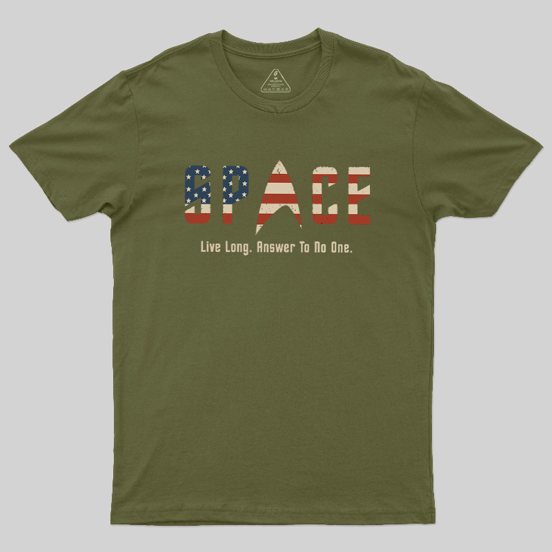 US Flag Deep Space Motto Geek T-Shirt