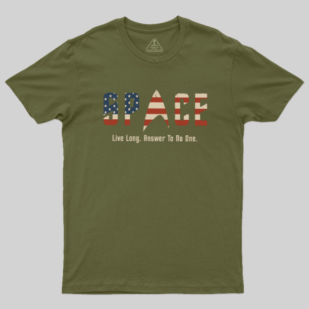 US Flag Deep Space Motto Geek T-Shirt