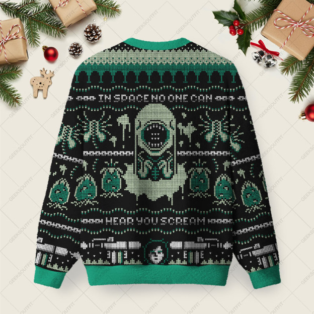 Alien World Ugly Christmas Fuzzy Fleece Sweatshirt