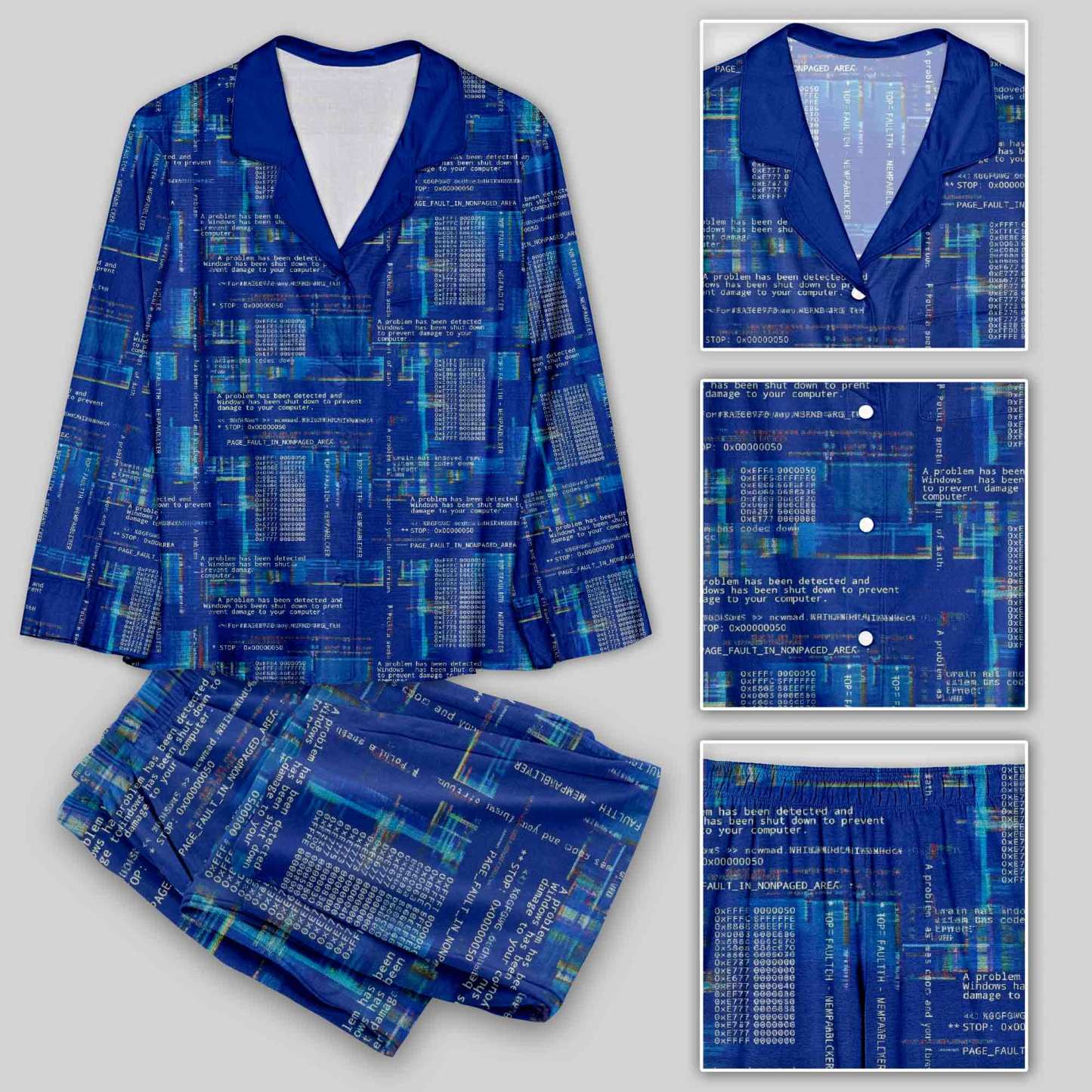 Geeksoutfit Blue Cyber Code Pattern Pajama Sets for Sale