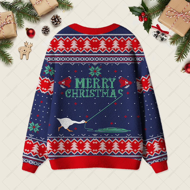 Merry Honked Christmas Funny Honk Goose Geek Ugly Cardigan Sweaters 