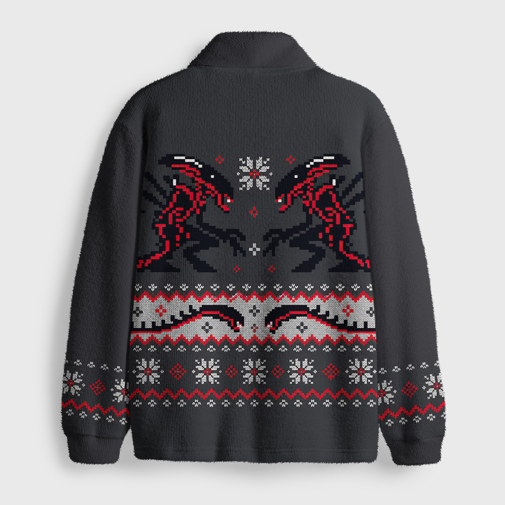 Xenomorph Jacquard Geek Shawl Collar Cardigan