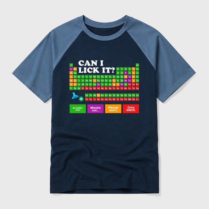 Can I Lick It Periodic Table Geek Retro Raglan T-Shirt