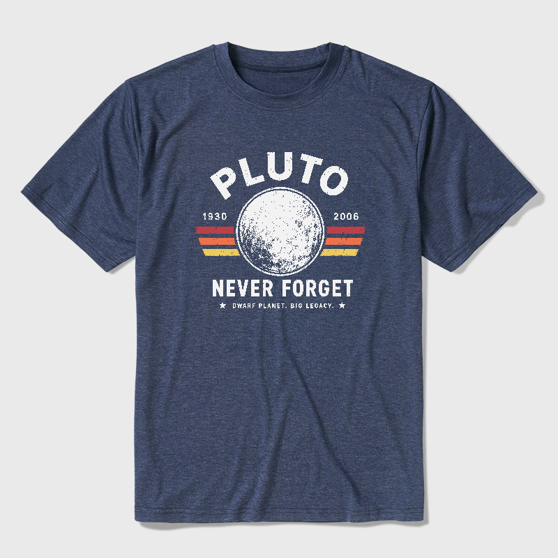 Never Forget Pluto Retro Style Ultra Soft Heather Tee