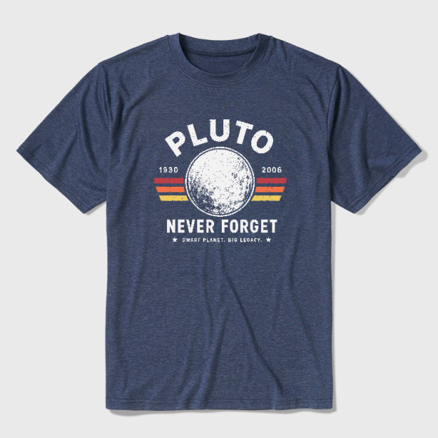 Never Forget Pluto Retro Style Ultra Soft Heather Tee