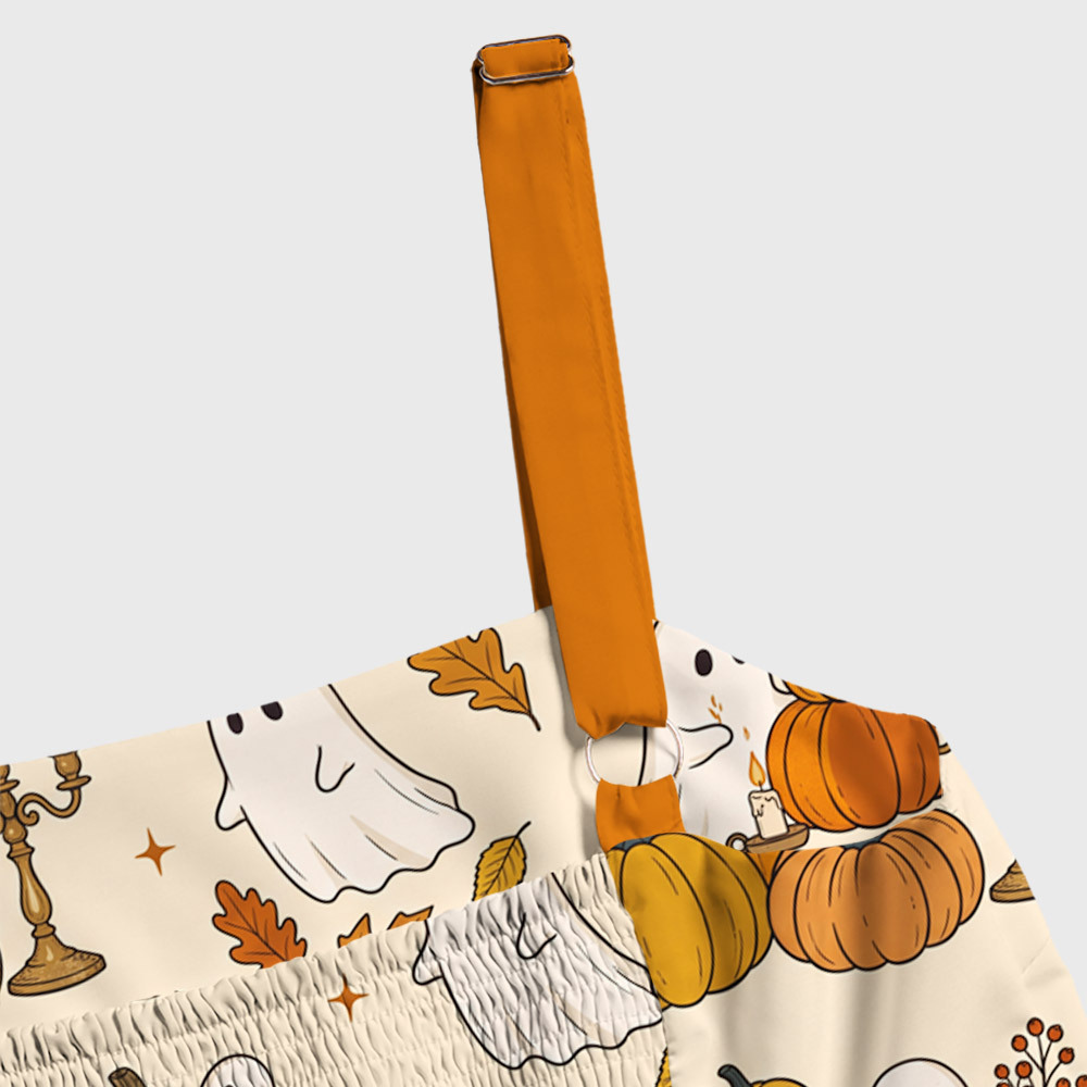 Pumpkin Spice Ghost Geek Tiered Cami Maxi Dress
