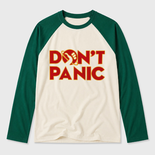 Don't Panic Geek Retro Raglan Long-Sleeve Tee